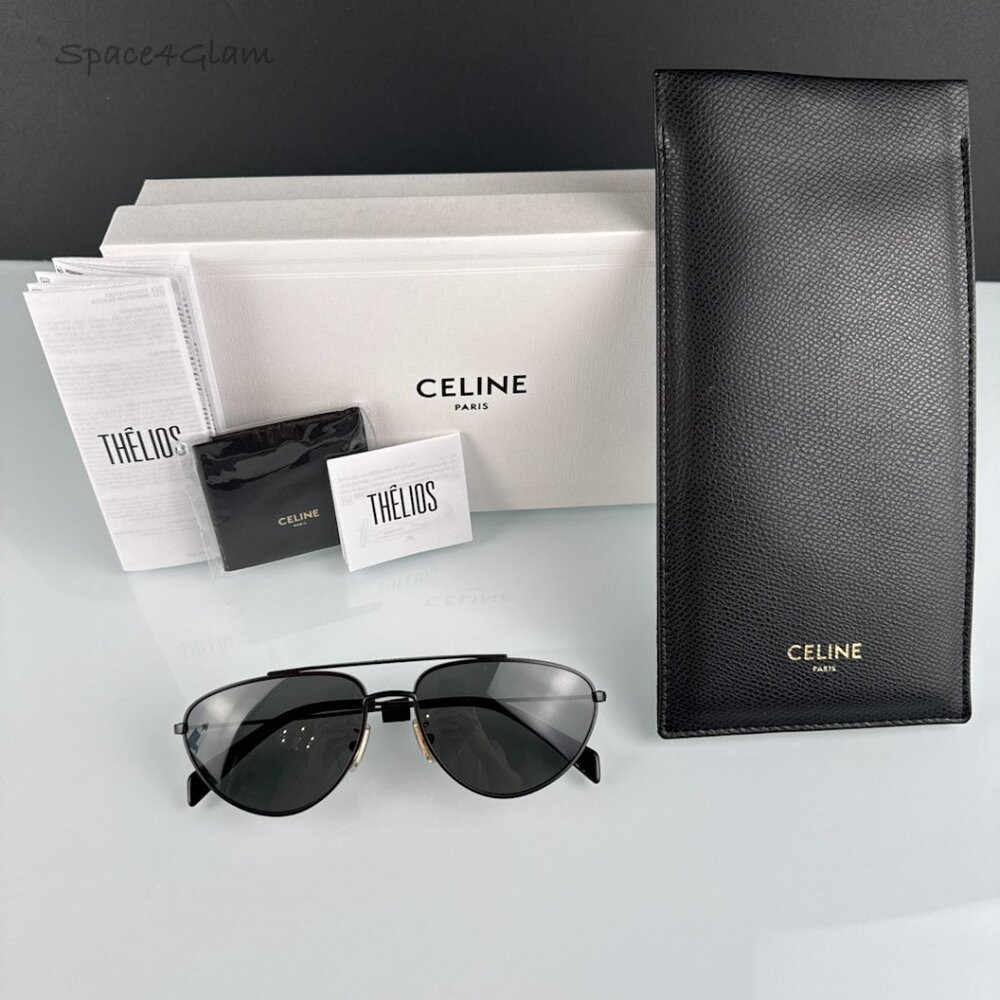 Celine Women Sunglasses CL40077U 02A Matte Black Smoke Pilot BRAND NEW